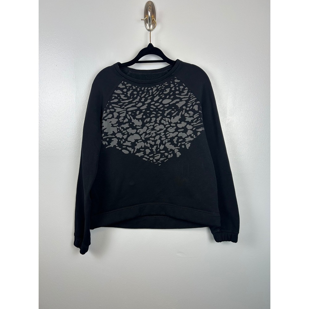 Lululemon Black Snapshot Crew Sweater Long Sleeve Sweatshirt 8 Leopard Pullover